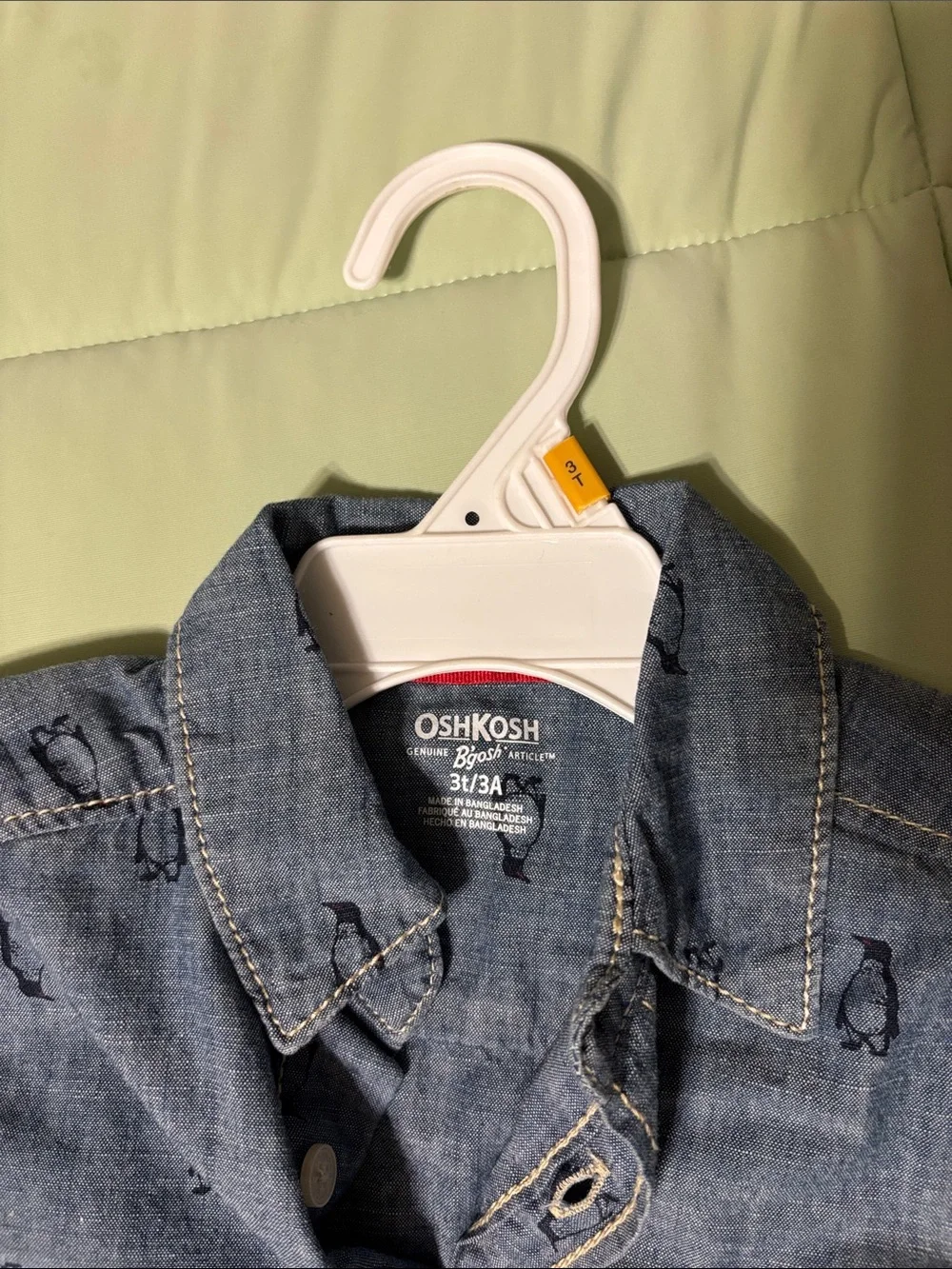 OshKosh B'gosh Denim-Look Penguin Button-Up Jacket - Blue
